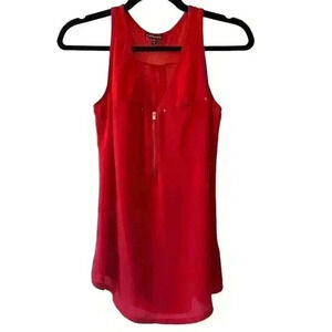 Express Women's Red Sleeveless Tank Top Gold Zipper Size S Casual